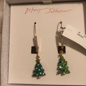 Betsey Johnson Green Christmas Tree Earrings
